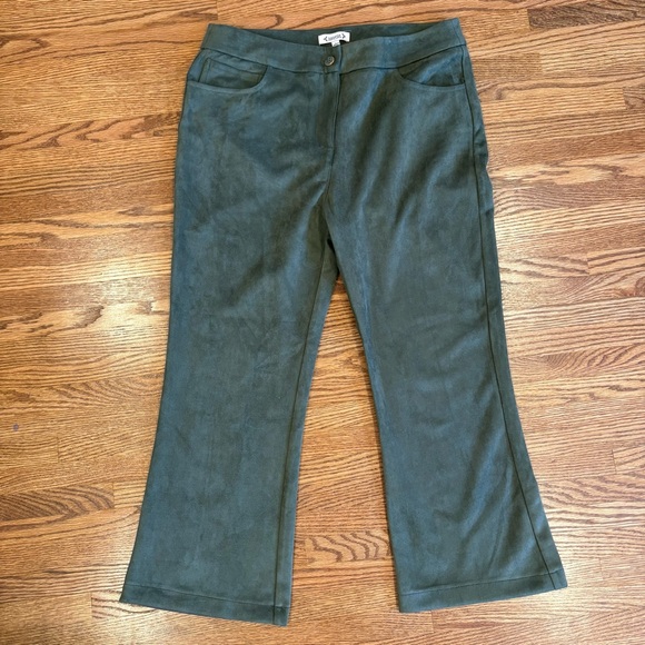 Nanette Lepore Kick‎ Crop Suede Pants 90s Olive preppy Large - Picture 3 of 6